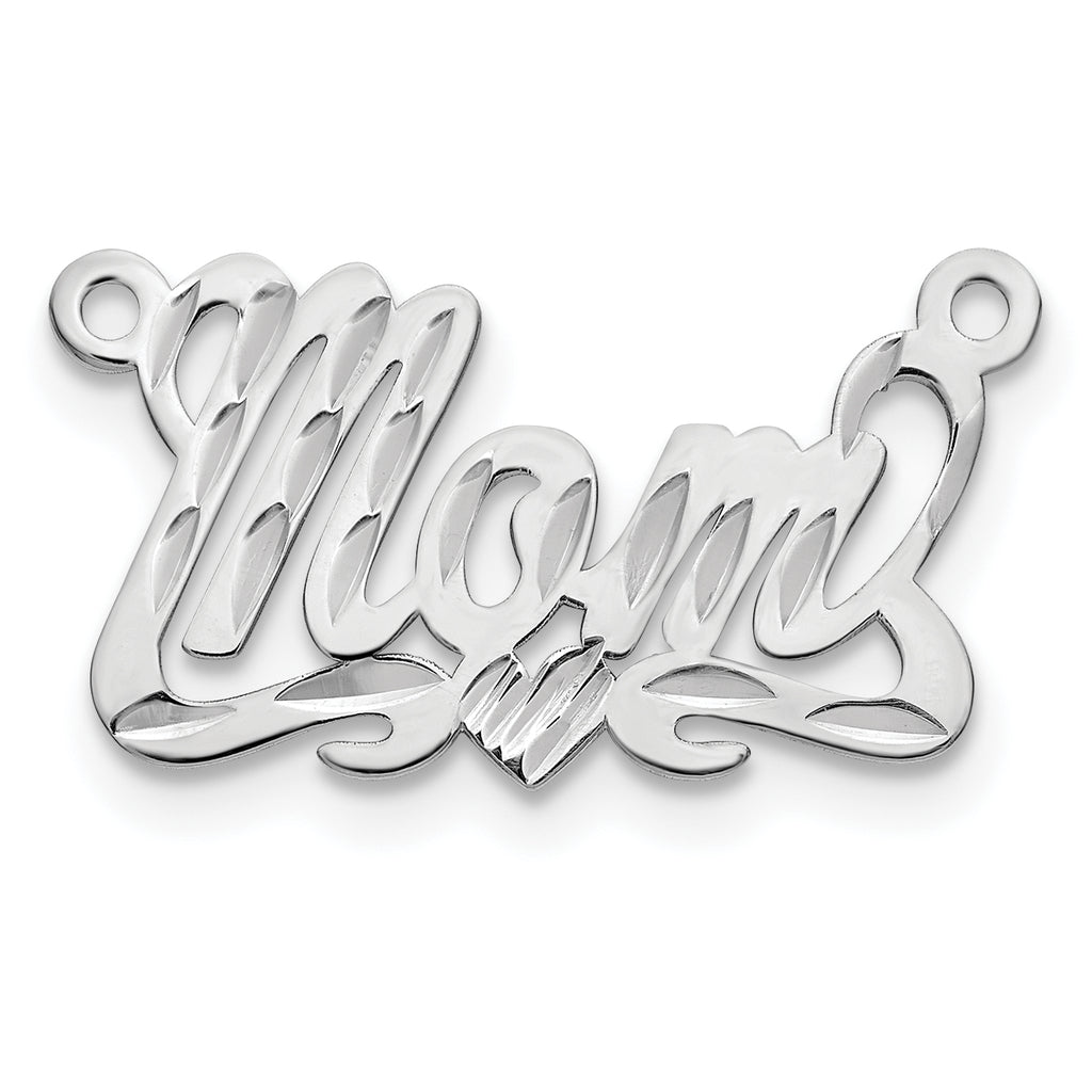 10k White Gold Diamond-cut Heart Name Plate