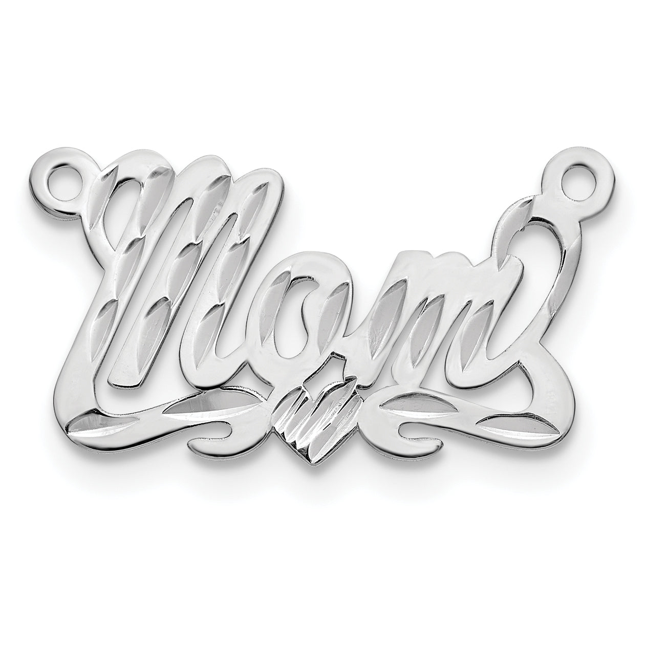 Sterling Silver/Rhodium-plated Diamond-cut Heart Name Plate Secondary image