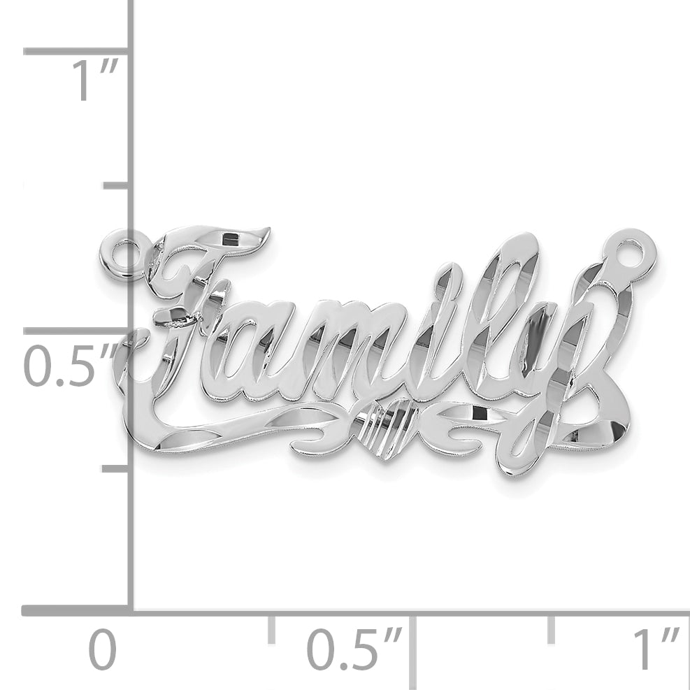 Sterling Silver/Rhodium-plated Diamond-cut Heart Name Plate