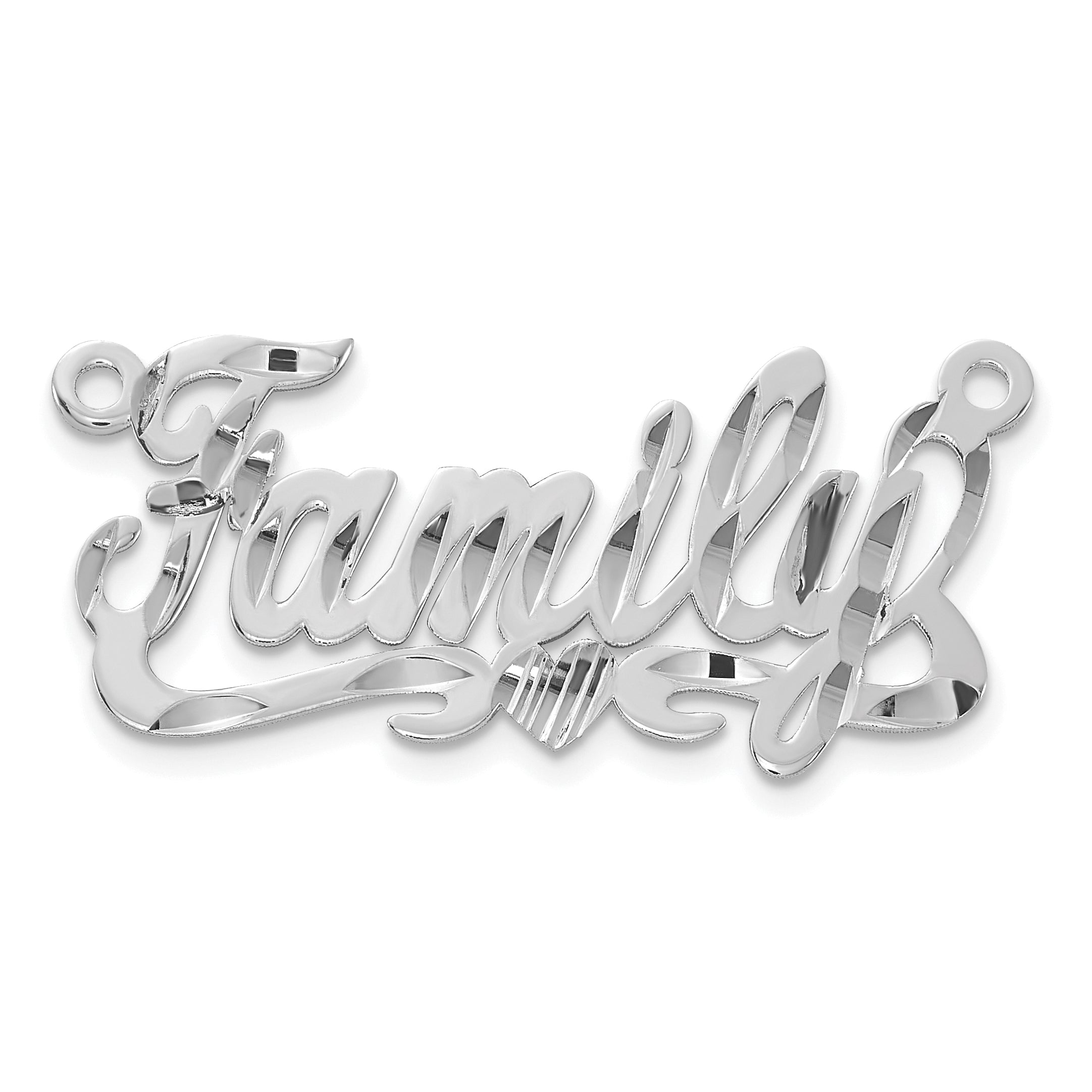 Sterling Silver/Rhodium-plated Diamond-cut Heart Name Plate Main image