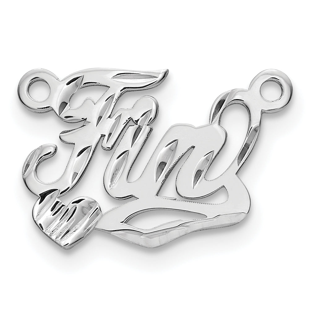 Sterling Silver/Rhodium-plated Diamond-cut Heart Name Plate Secondary image
