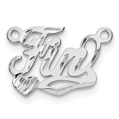14k white Gold Diamond-cut Heart Name Plate