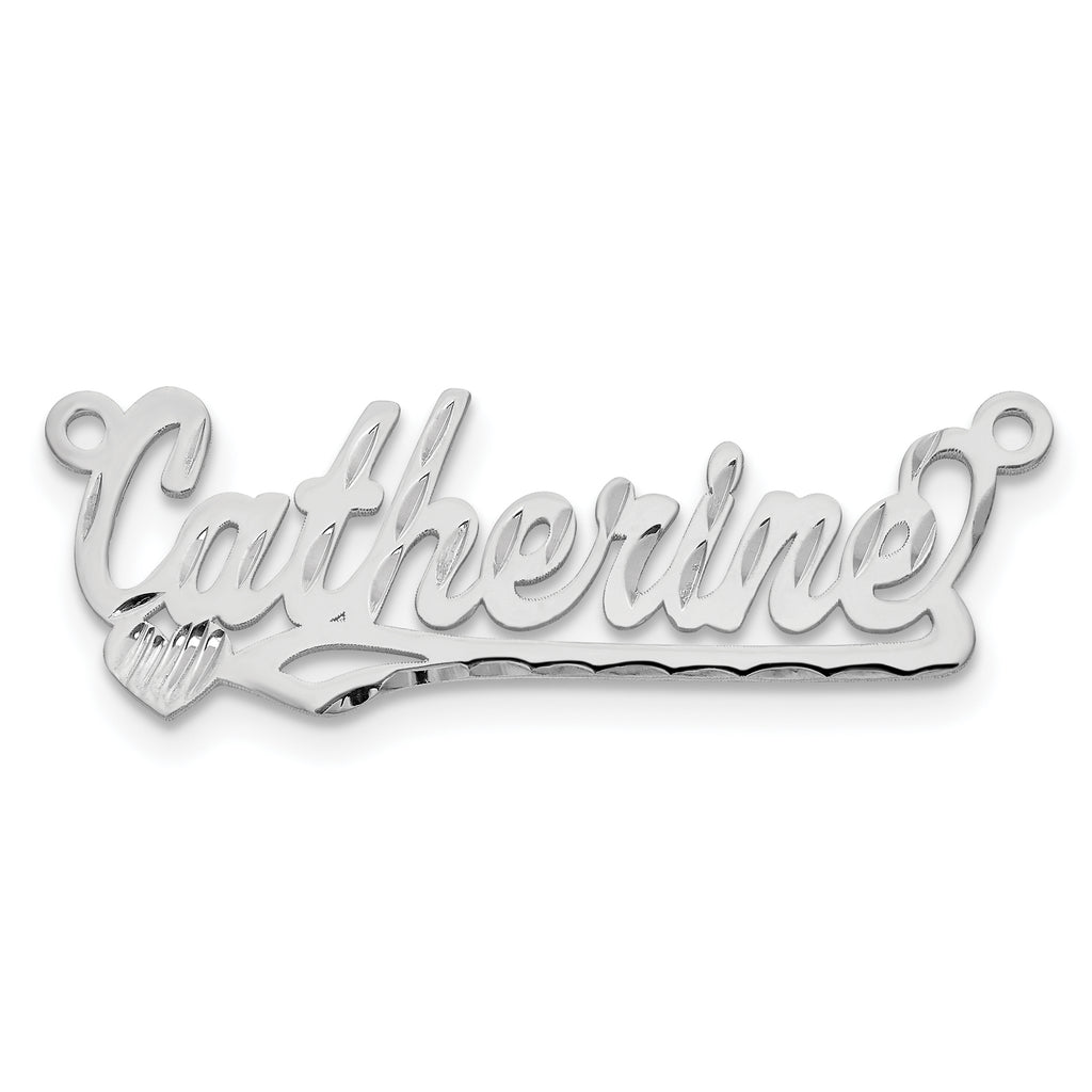 10k White Gold Diamond-cut Heart Name Plate
