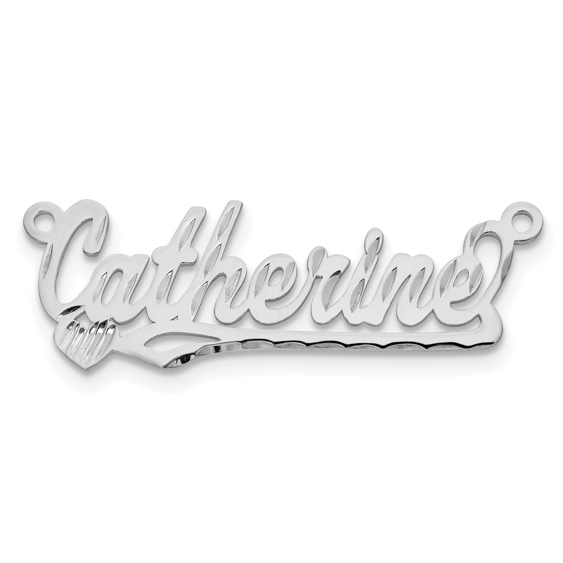 14k white Gold Diamond-cut Heart Name Plate