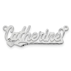 14k white Gold Diamond-cut Heart Name Plate
