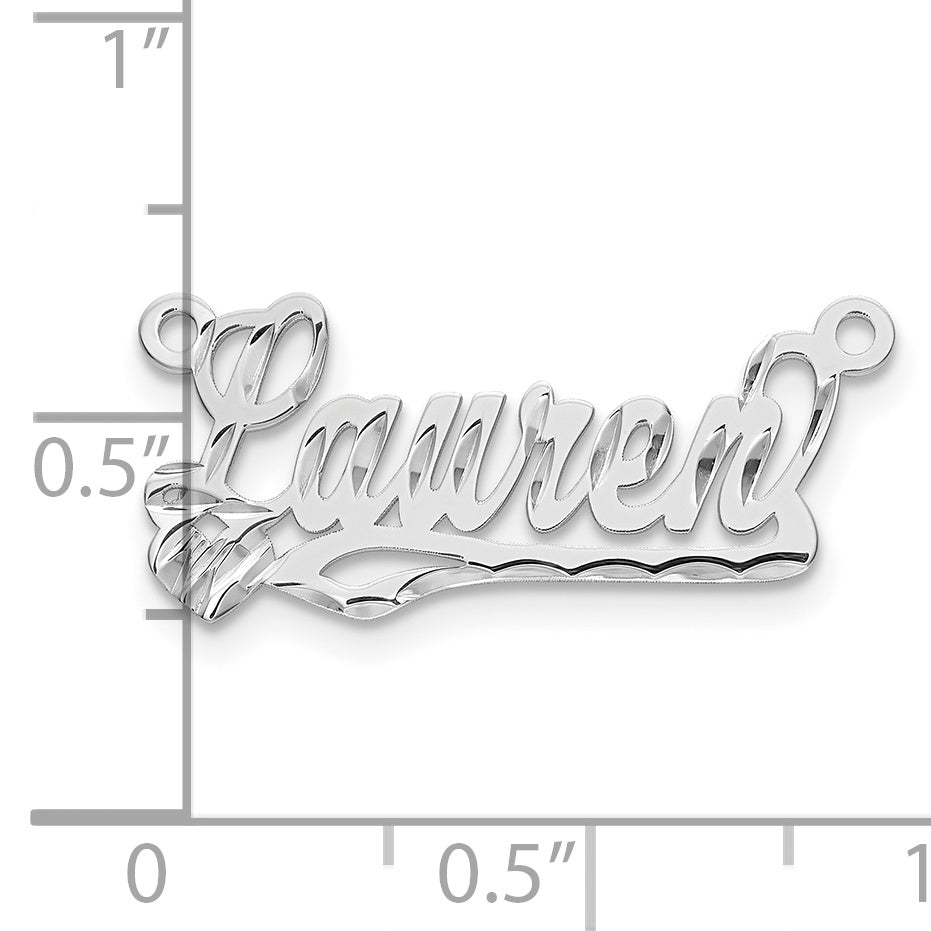 14k white Gold Diamond-cut Heart Name Plate