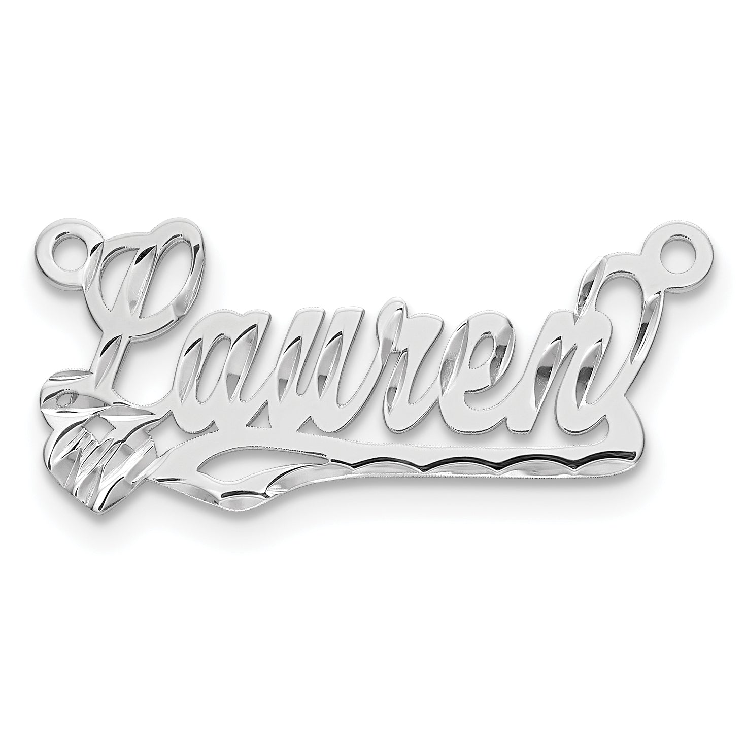 10k White Gold Diamond-cut Heart Name Plate Main image