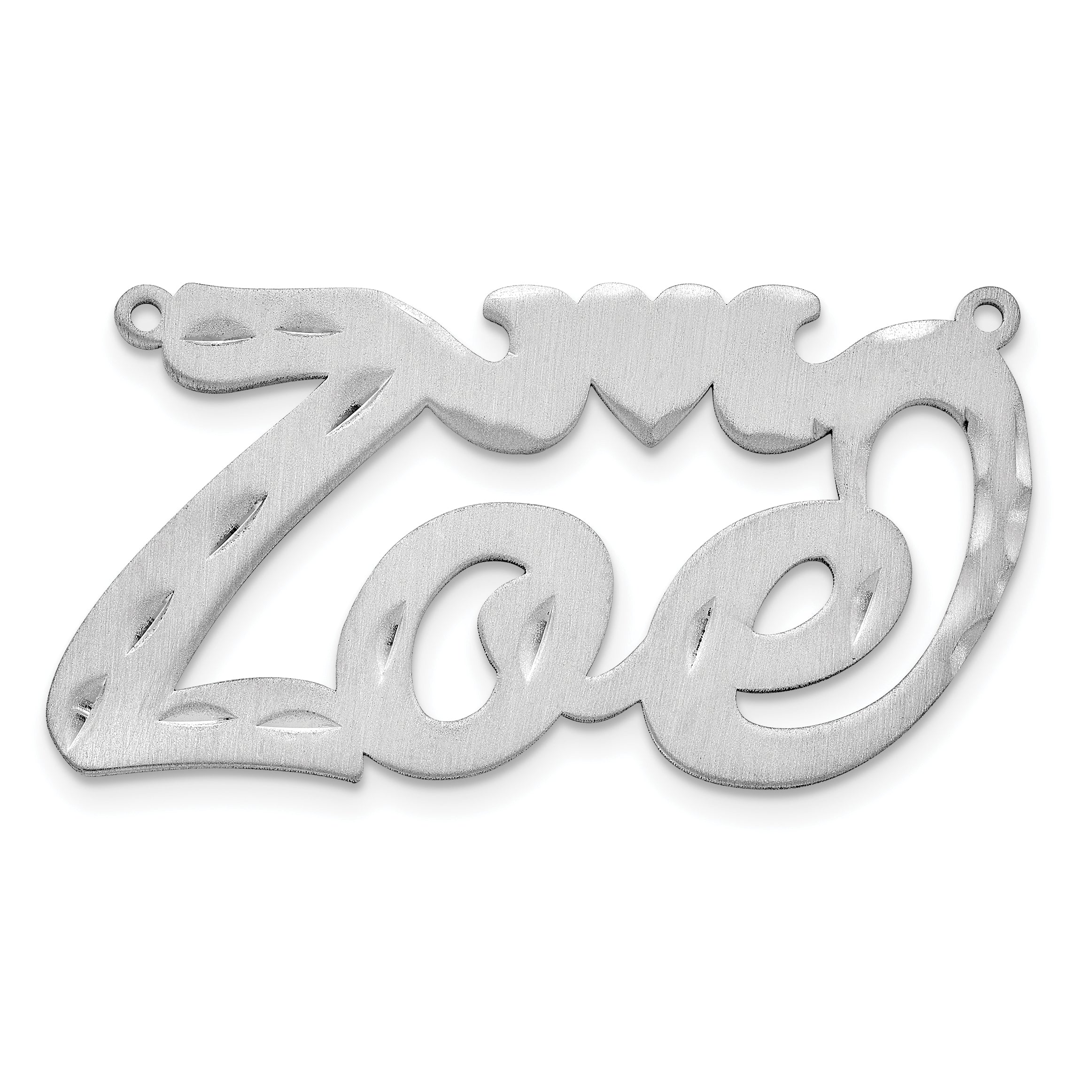 SS/Rhodium-plated Satin Diamond-cut Heart Name Plate Secondary image