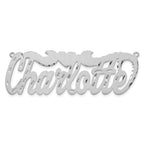 SS/Rhodium-plated Satin Diamond-cut Heart Name Plate