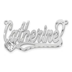14k White Gold Satin Diamond-cut Heart Name Plate