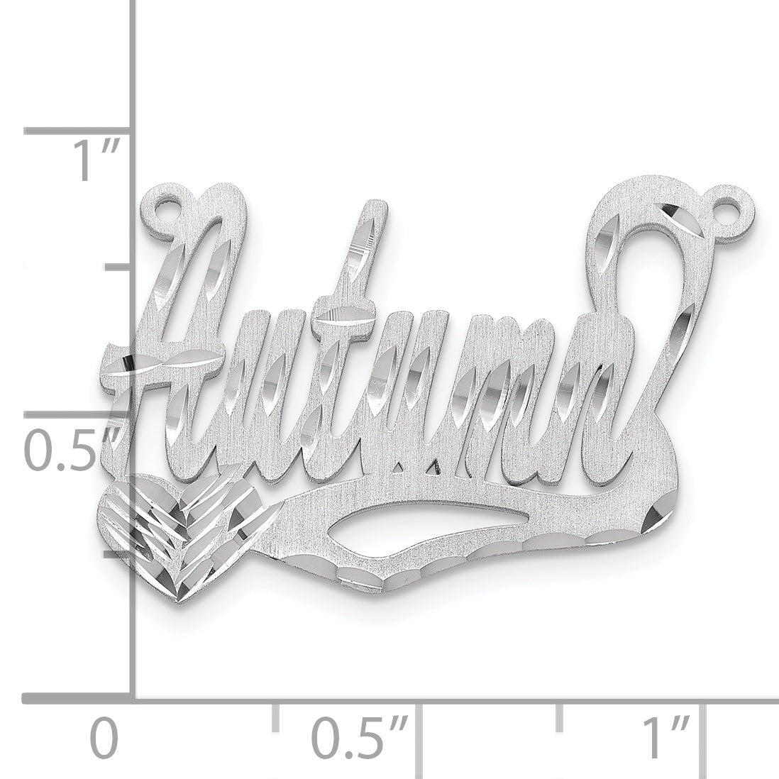 14k White Gold Satin Diamond-cut Heart Name Plate