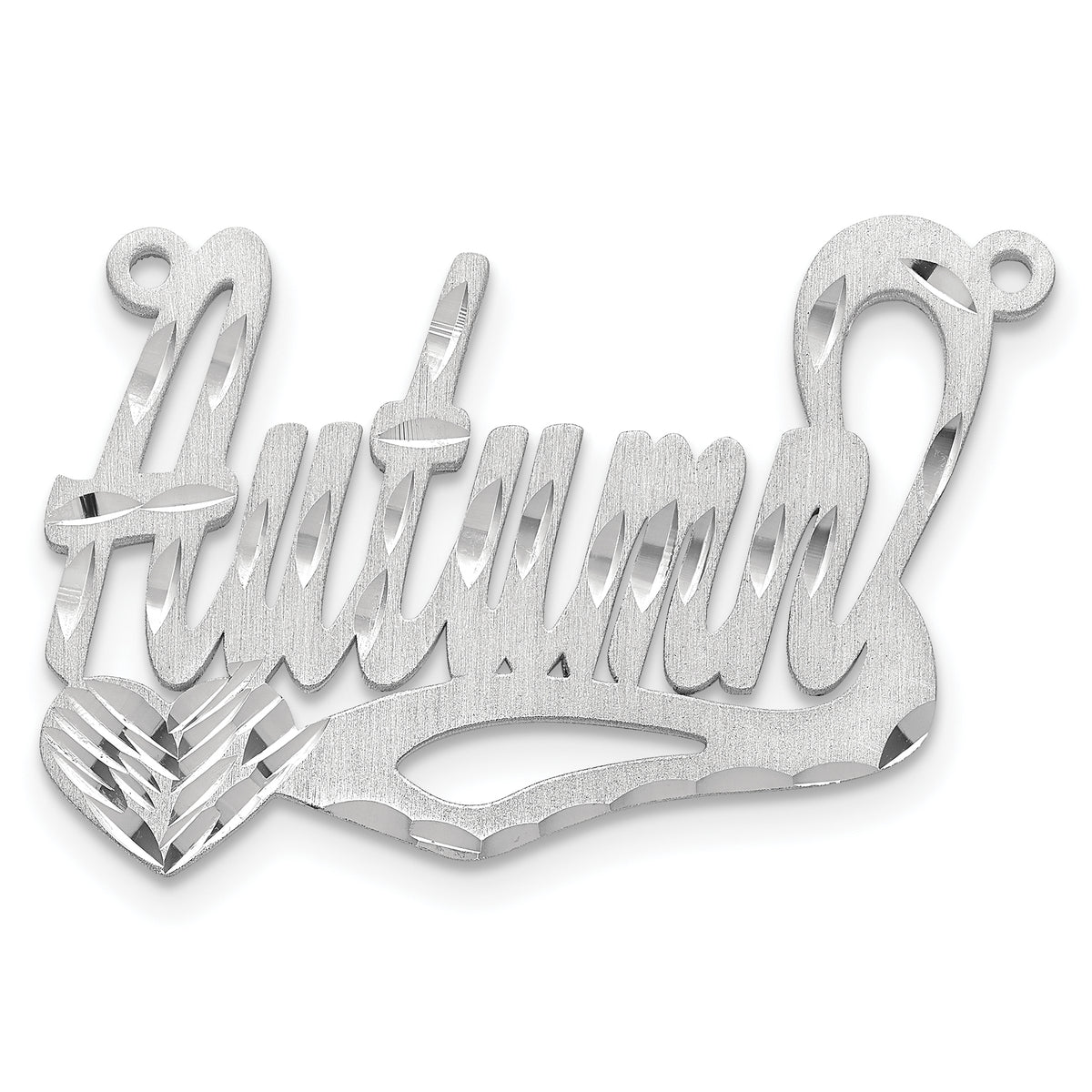 10k White Gold Satin Diamond-cut Heart Name Plate