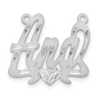 14k White Gold Satin Diamond-cut Heart Name Plate