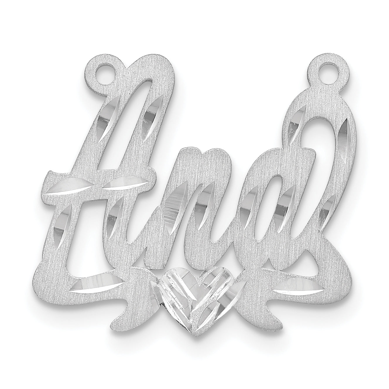 Sterling Silver/Rhodium-plated Satin Diamond-cut Heart Name Plate Secondary image
