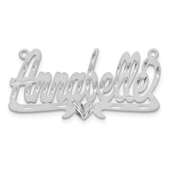 10k White Gold Satin Diamond-cut Heart Name Plate