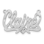 Sterling Silver/Rhodium-plated Satin Diamond-cut Heart Name Plate