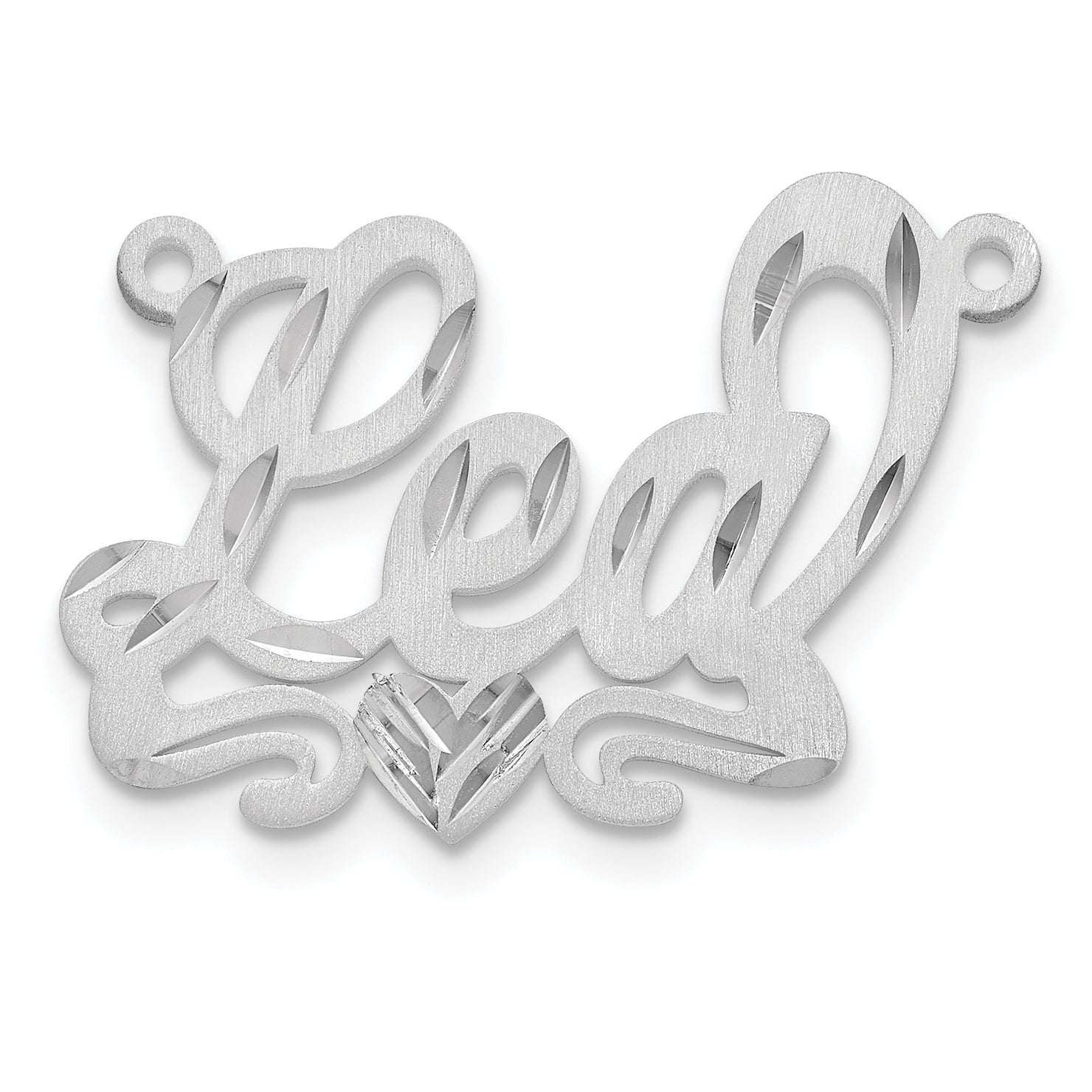 10k White Gold Satin Diamond-cut Heart Name Plate