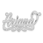 14k White Gold Satin Diamond-cut Heart Name Plate