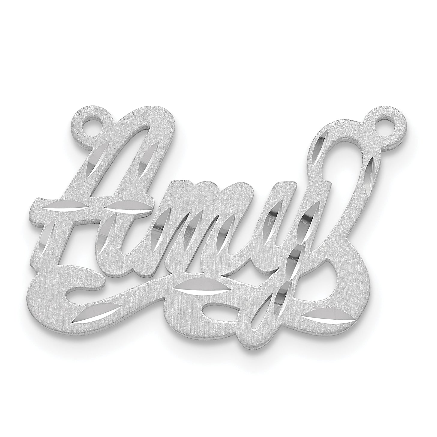 14k White Gold Satin Diamond-cut Name Plate