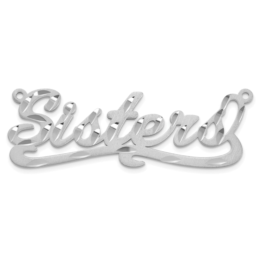 10k White Gold  Satin Diamond-cut Name Plate