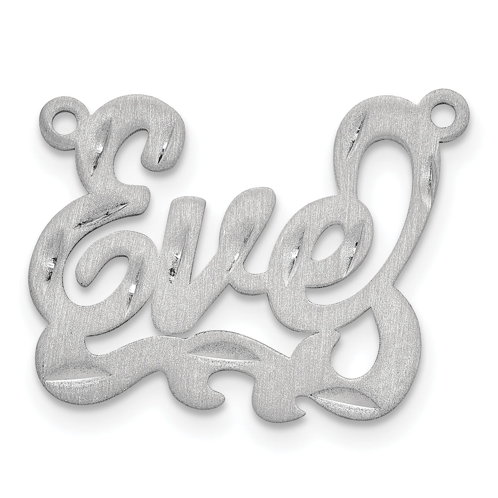 Sterling Silver/Rhodium-plated Satin Diamond-cut Name Plate