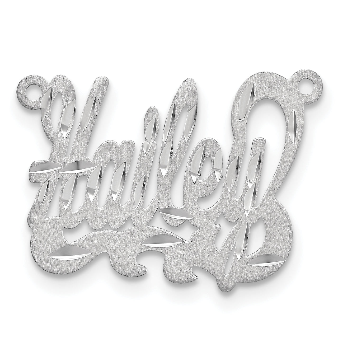 14k White Gold Satin Diamond-cut Name Plate