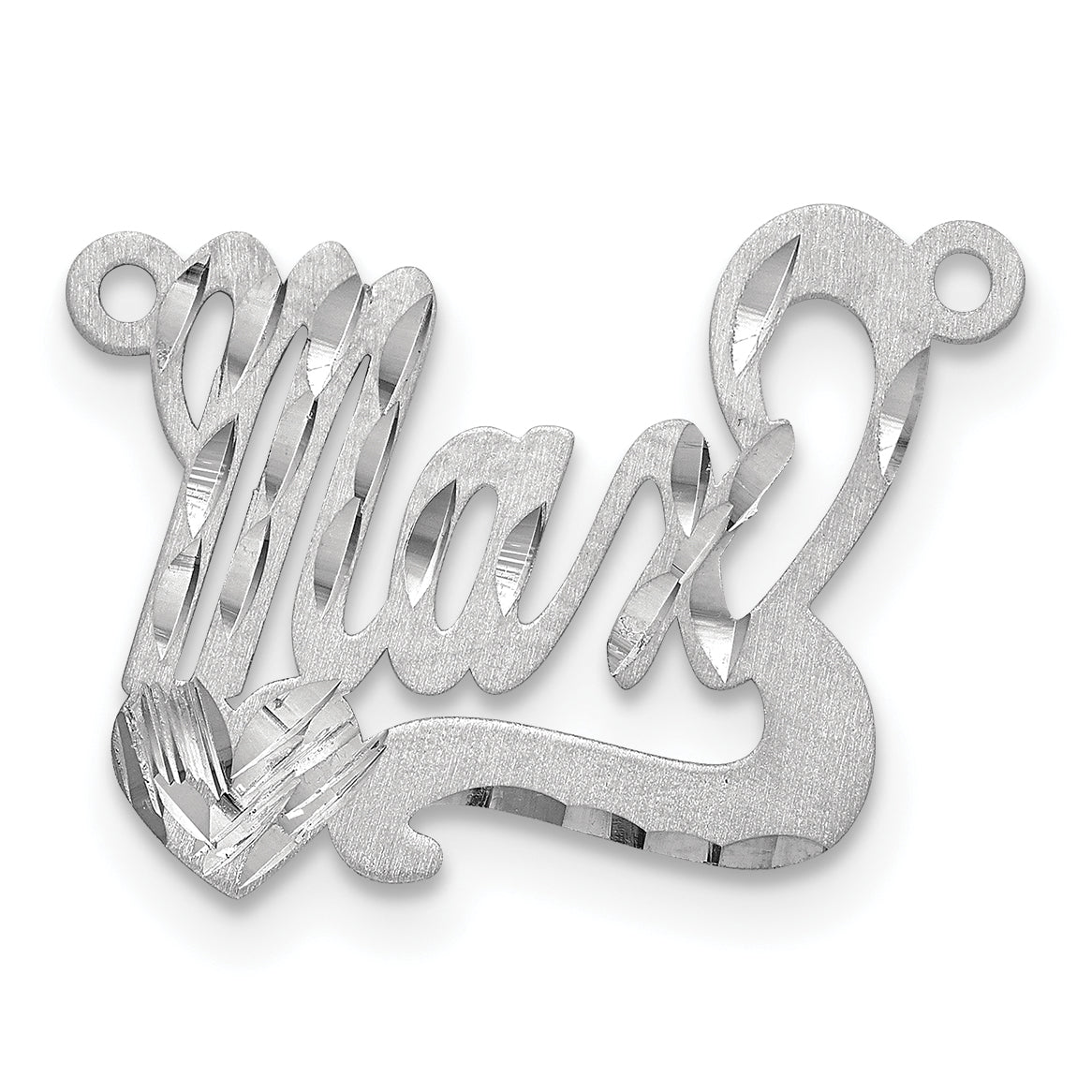 14k White Gold Satin Diamond-cut Heart Name Plate Secondary image