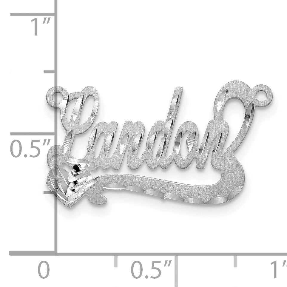 14k White Gold Satin Diamond-cut Heart Name Plate