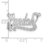 Sterling Silver/Rhodium-plated Satin Diamond-cut Heart Name Plate