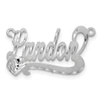 14k White Gold Satin Diamond-cut Heart Name Plate