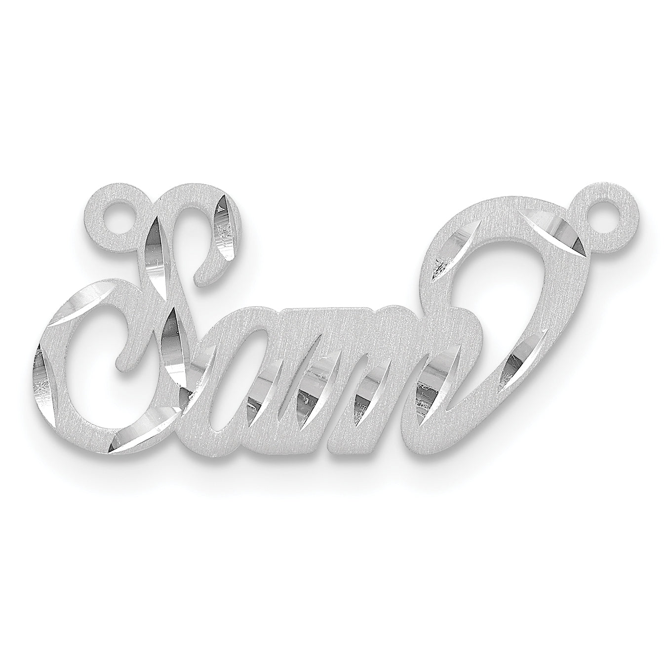 14k White Gold Satin Diamond-cut Name Plate Secondary image
