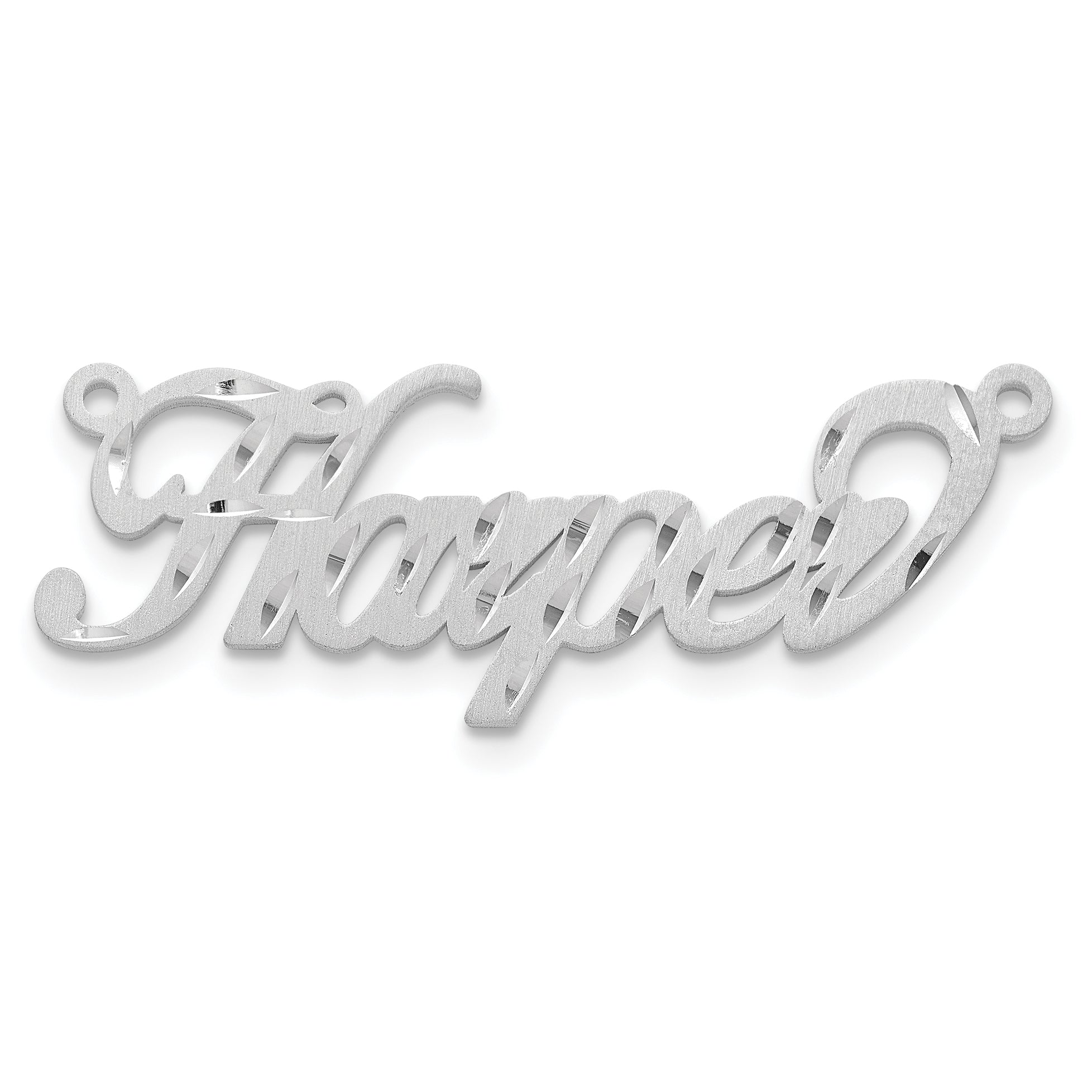 10k White Gold Satin Diamond-cut Name Plate Main image