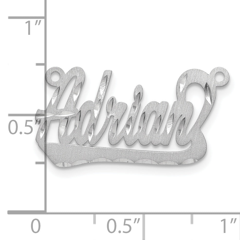 14k White Gold Satin Diamond-cut Underlined Name Plate
