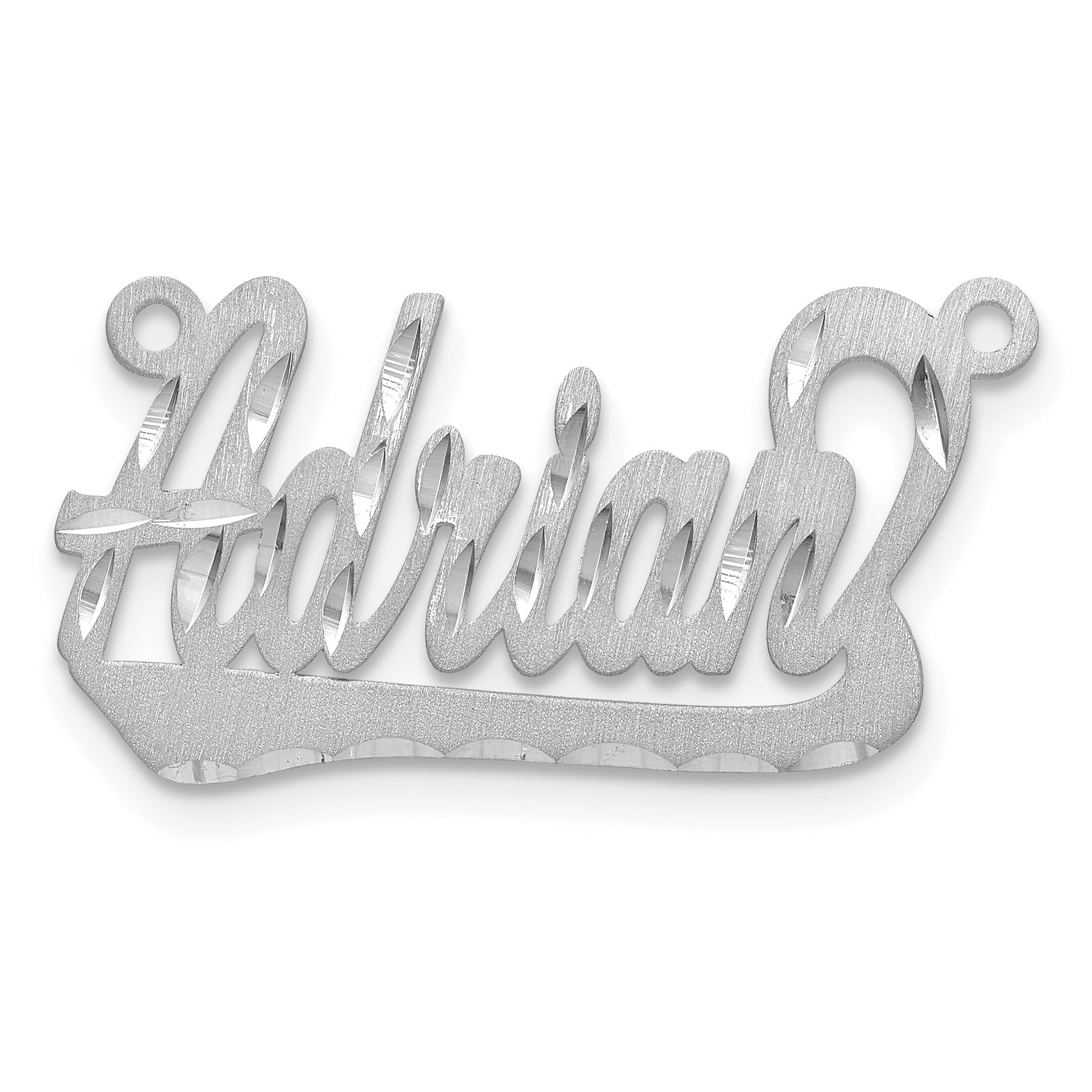 10k White Gold Satin Diamond-cut Underlined Name Plate