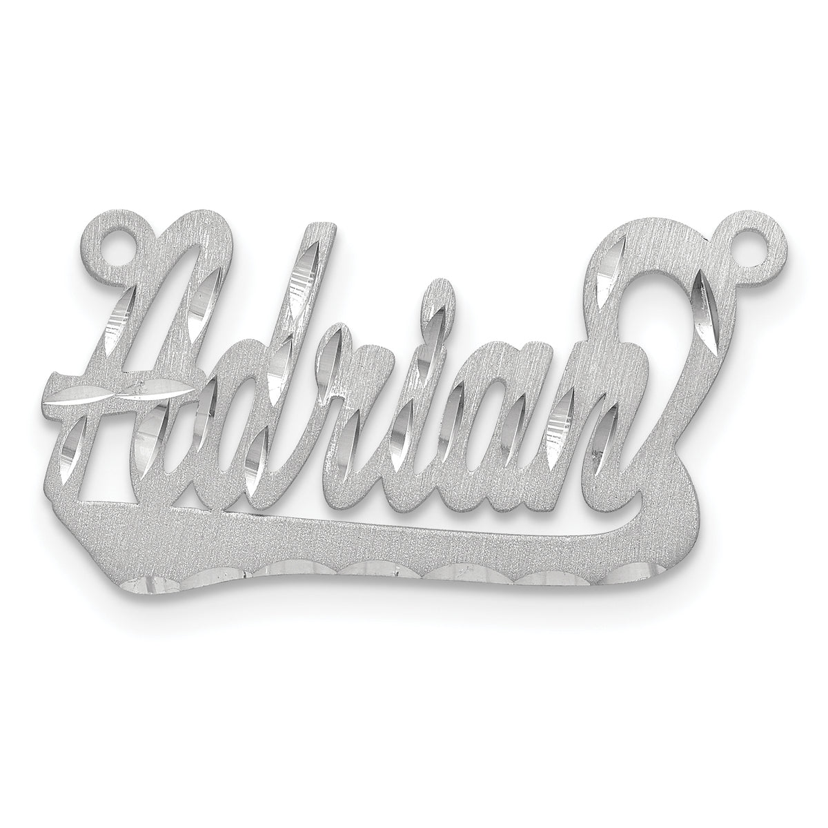 10k White Gold Satin Diamond-cut Underlined Name Plate