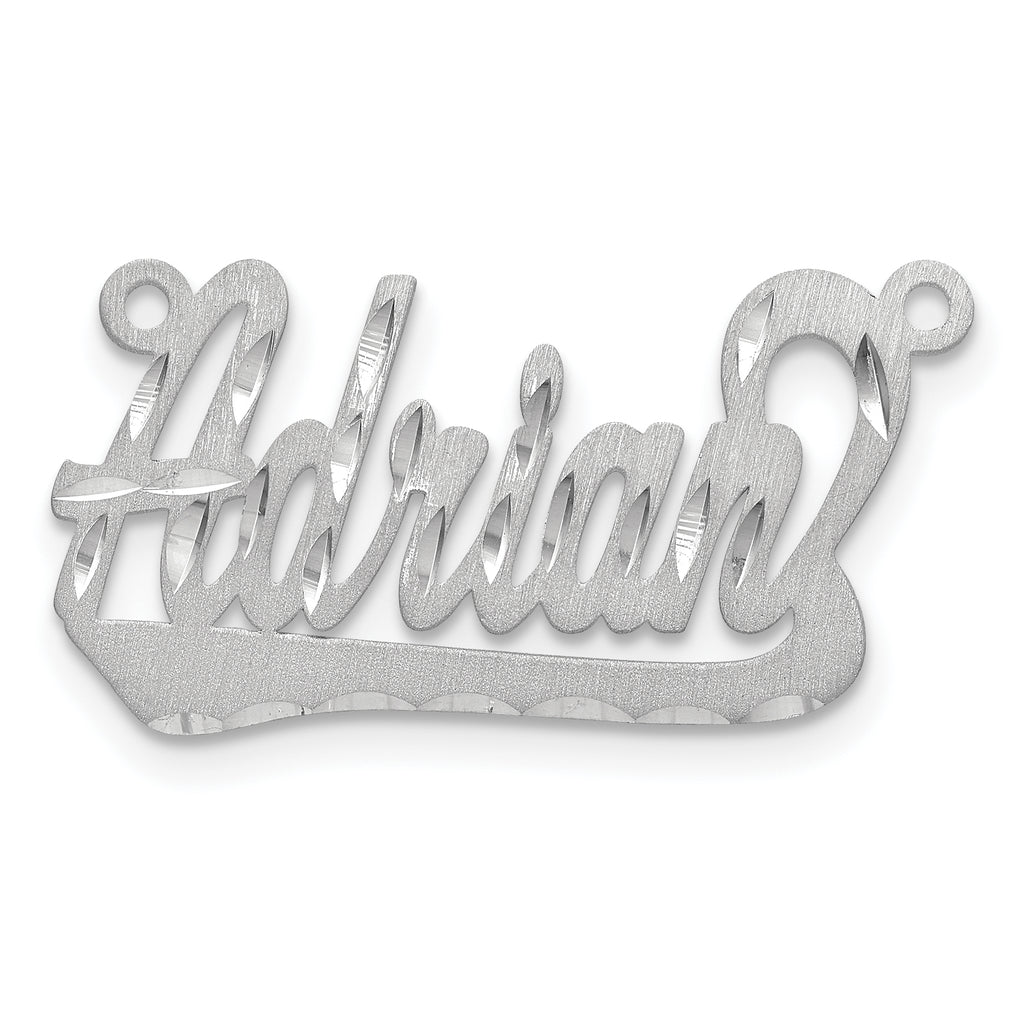 14k White Gold Satin Diamond-cut Underlined Name Plate