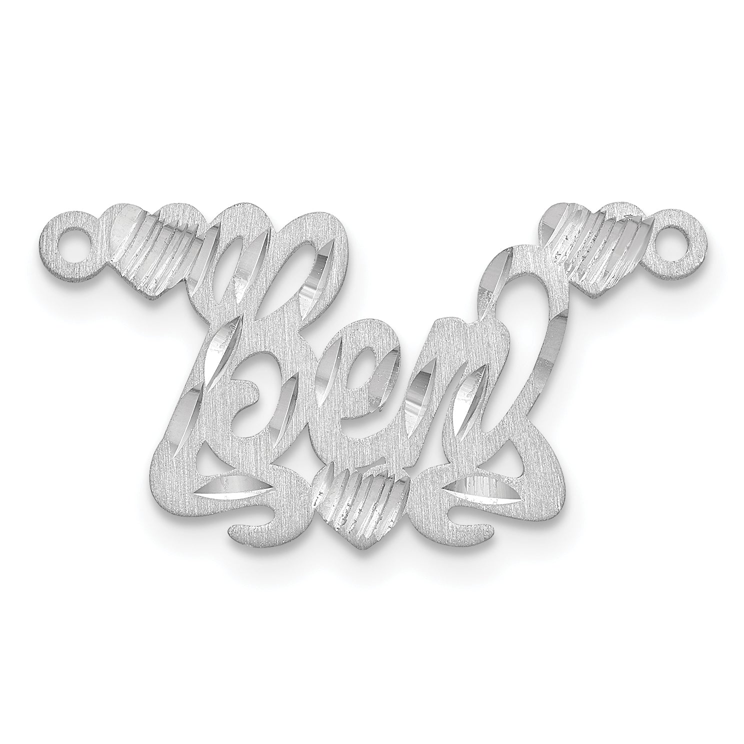 14k White Gold Satin Diamond-cut Hearts Name Plate Secondary image
