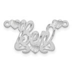 14k White Gold Satin Diamond-cut Hearts Name Plate