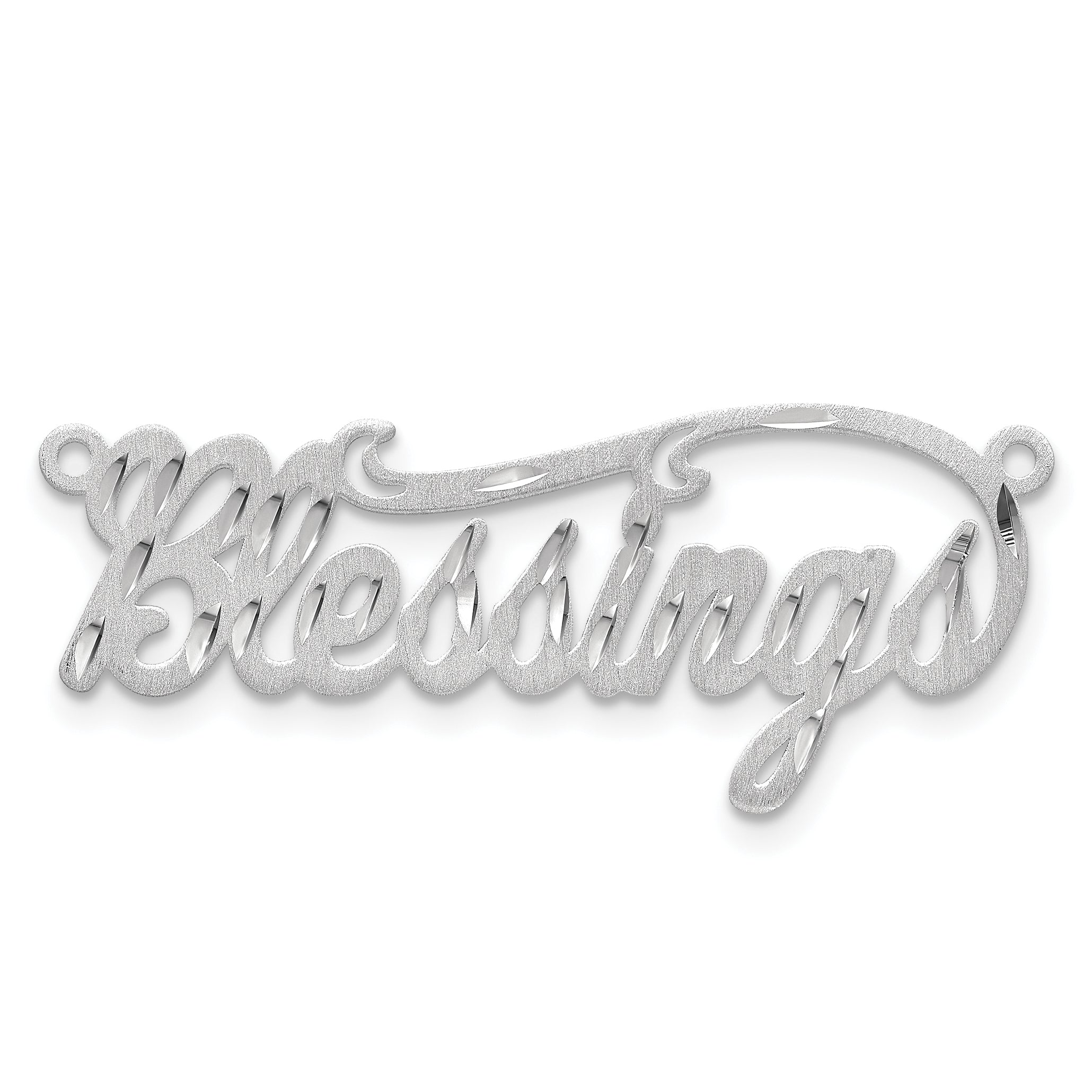 10k White Gold Satin Diamond-cut Name Plate