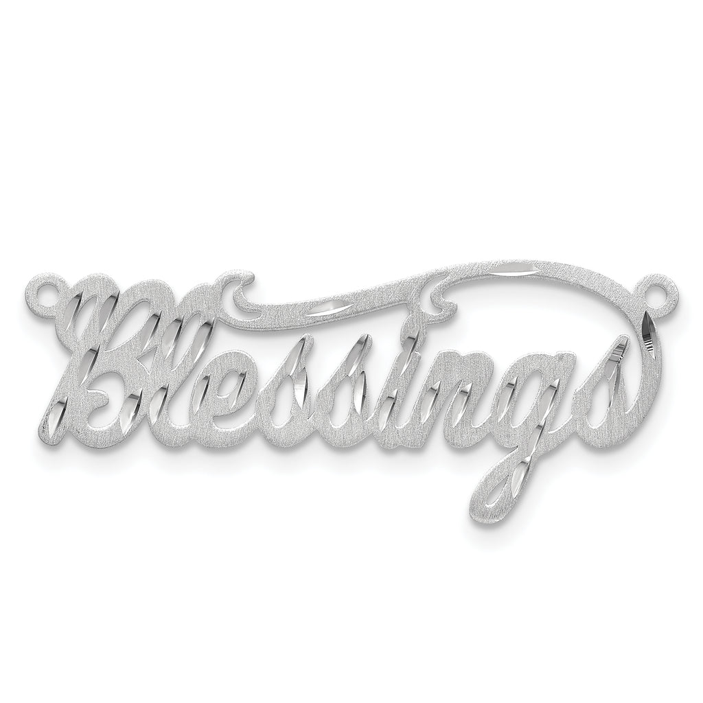 10k White Gold Satin Diamond-cut Name Plate