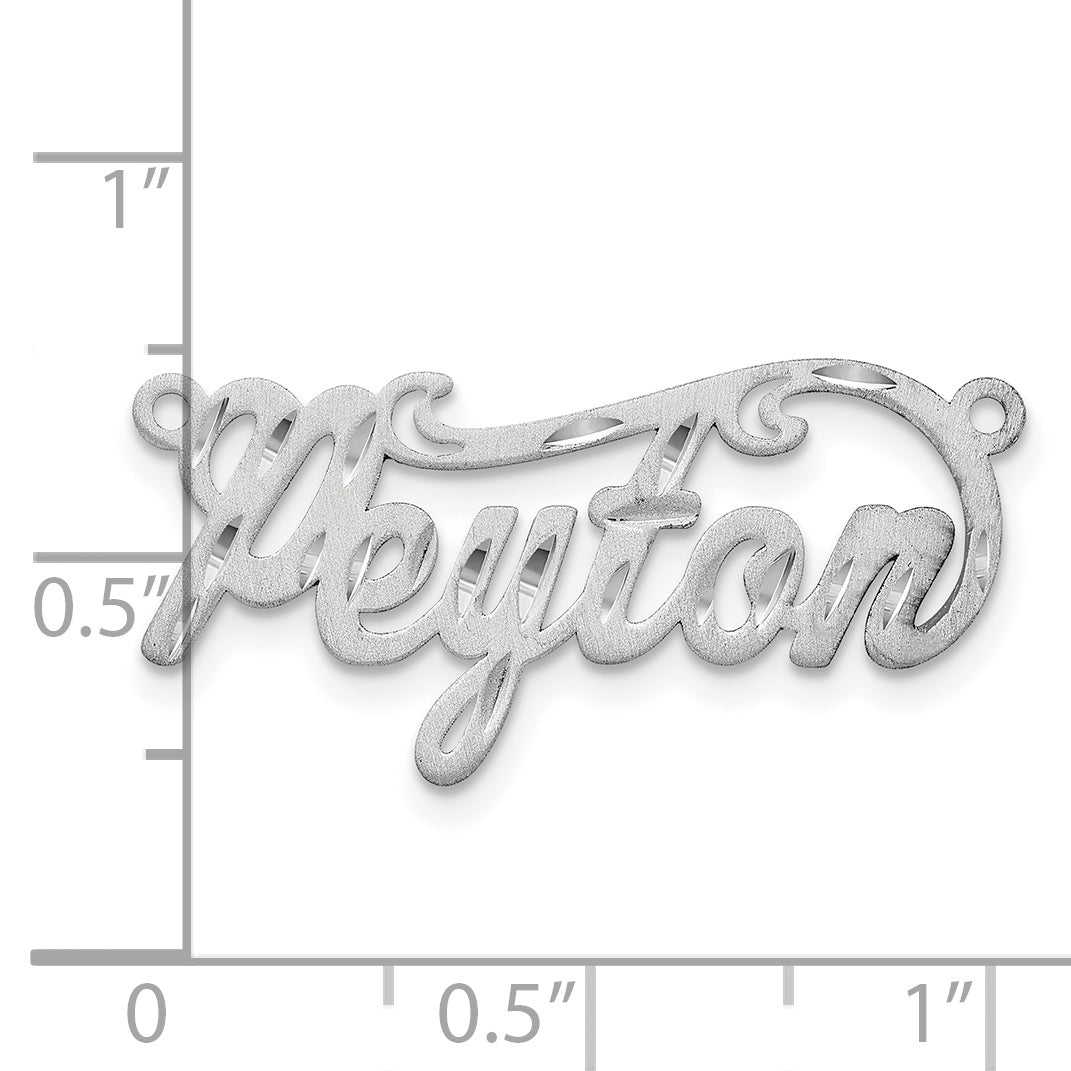 14k White Gold Satin Diamond-cut Name Plate