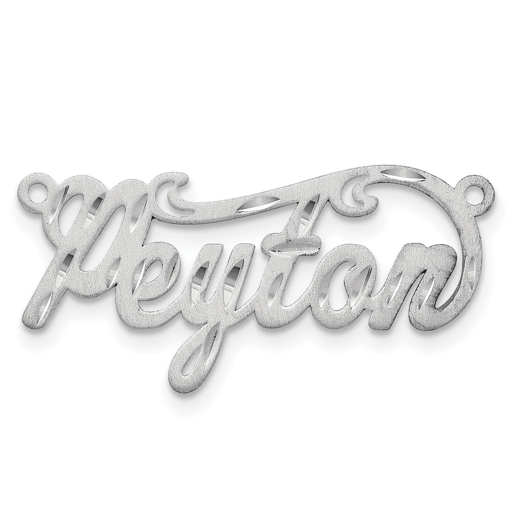 14k White Gold Satin Diamond-cut Name Plate