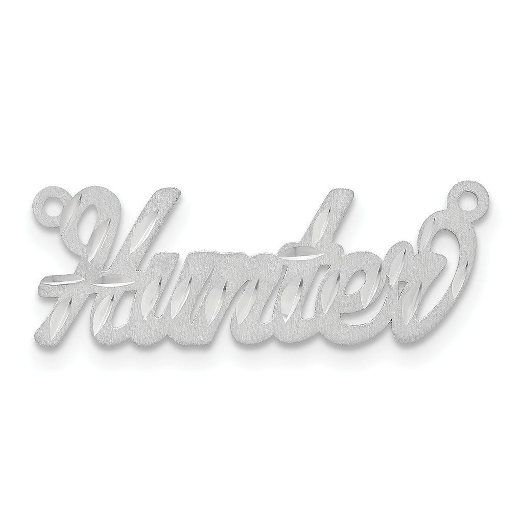 14k White Gold Satin Diamond-cut Name Plate