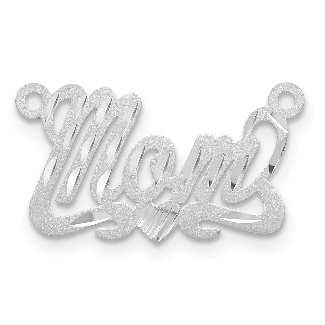 14k White Gold Satin Diamond-cut Heart Name Plate Secondary image