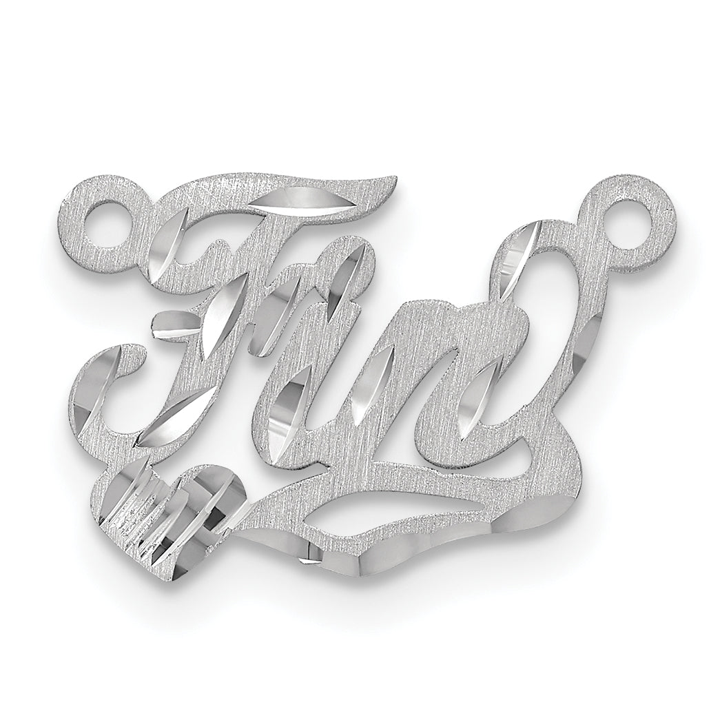 10k White Gold Satin Diamond-cut Heart Name Plate