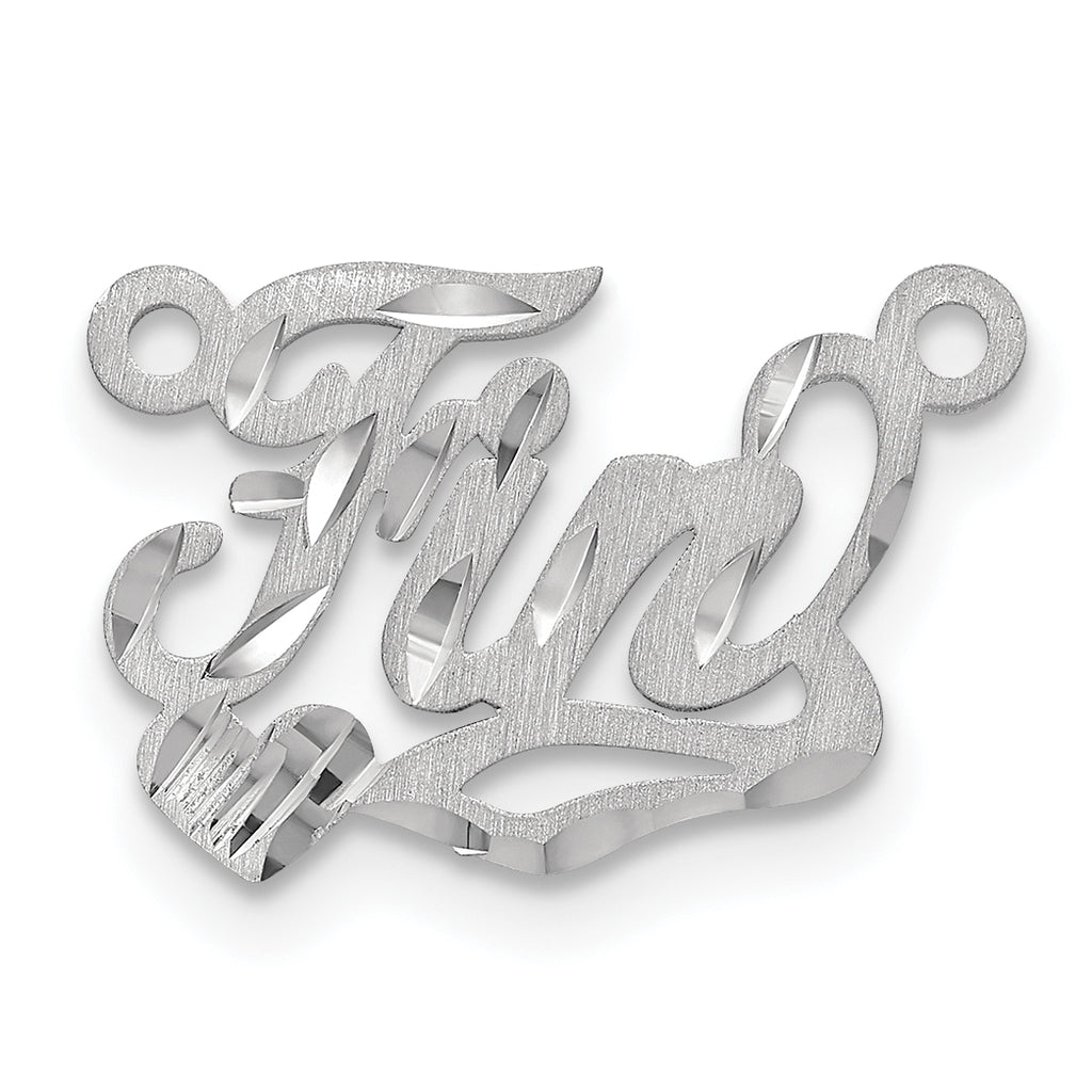 10k White Gold Satin Diamond-cut Heart Name Plate