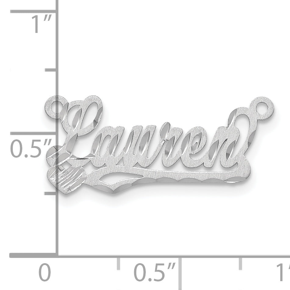Sterling Silver/Rhod-plated Satin Diamond-cut Heart Name Plate