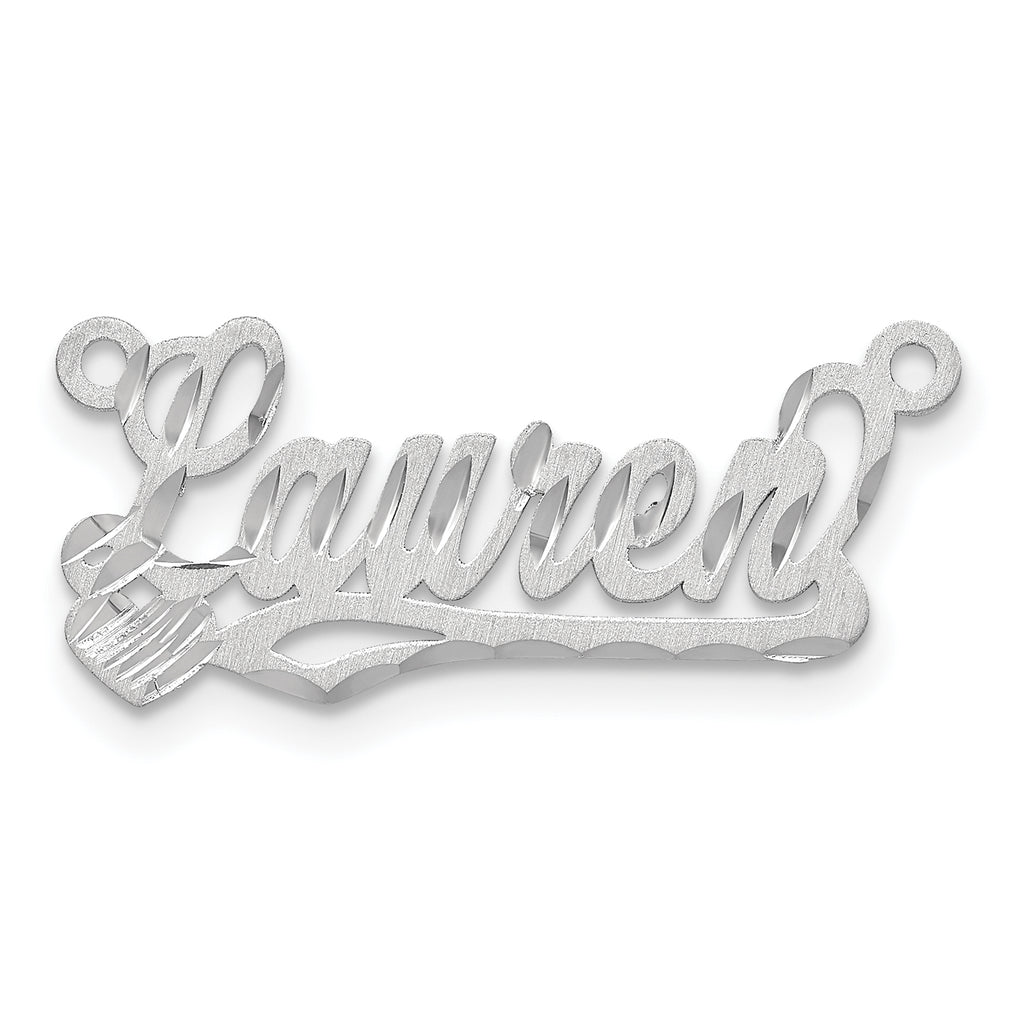 14k White Gold Satin Diamond-cut Heart Name Plate