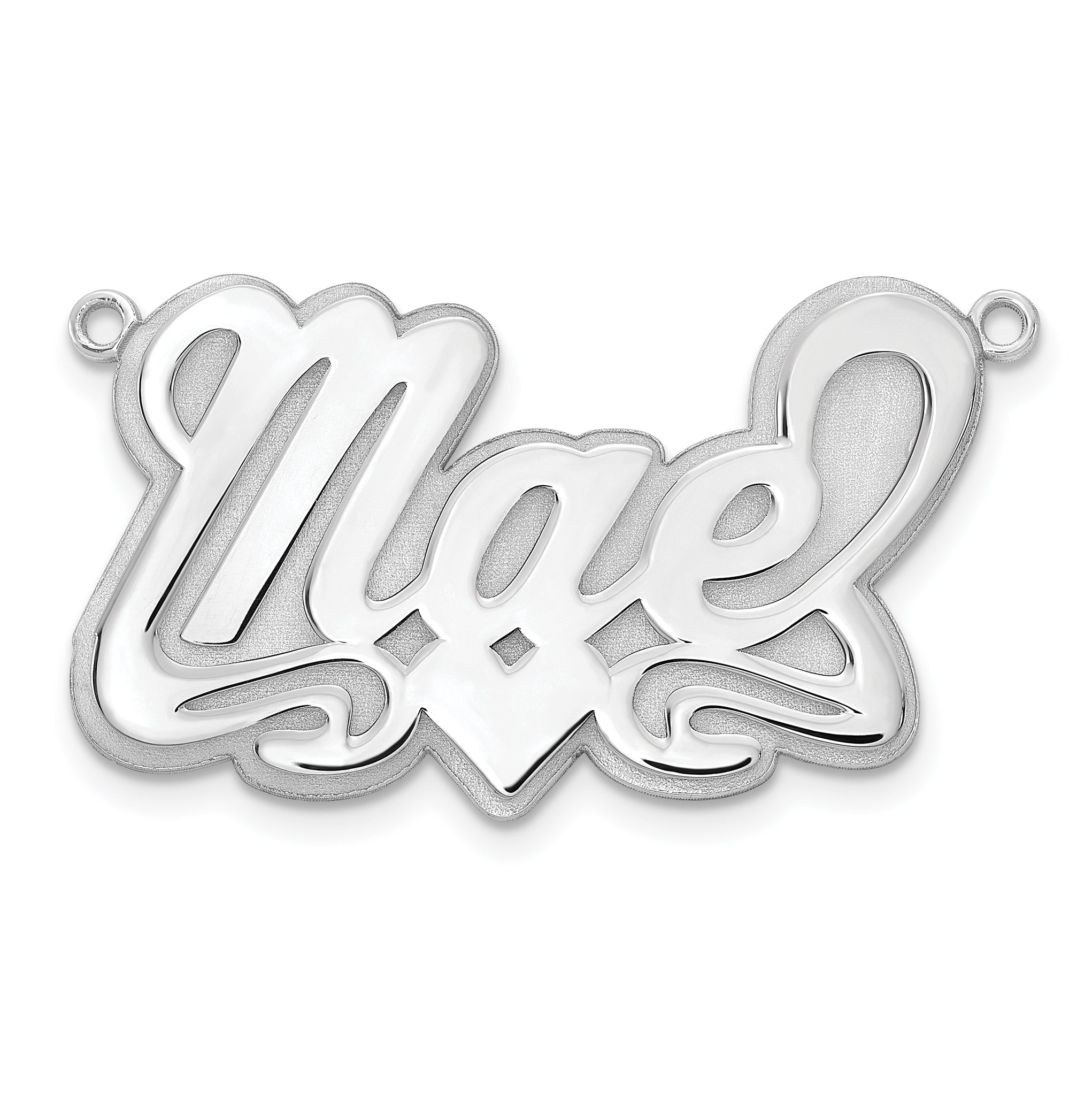 Sterling Silver/Rhodium-plated 3D Polished Heart Name Plate Secondary image