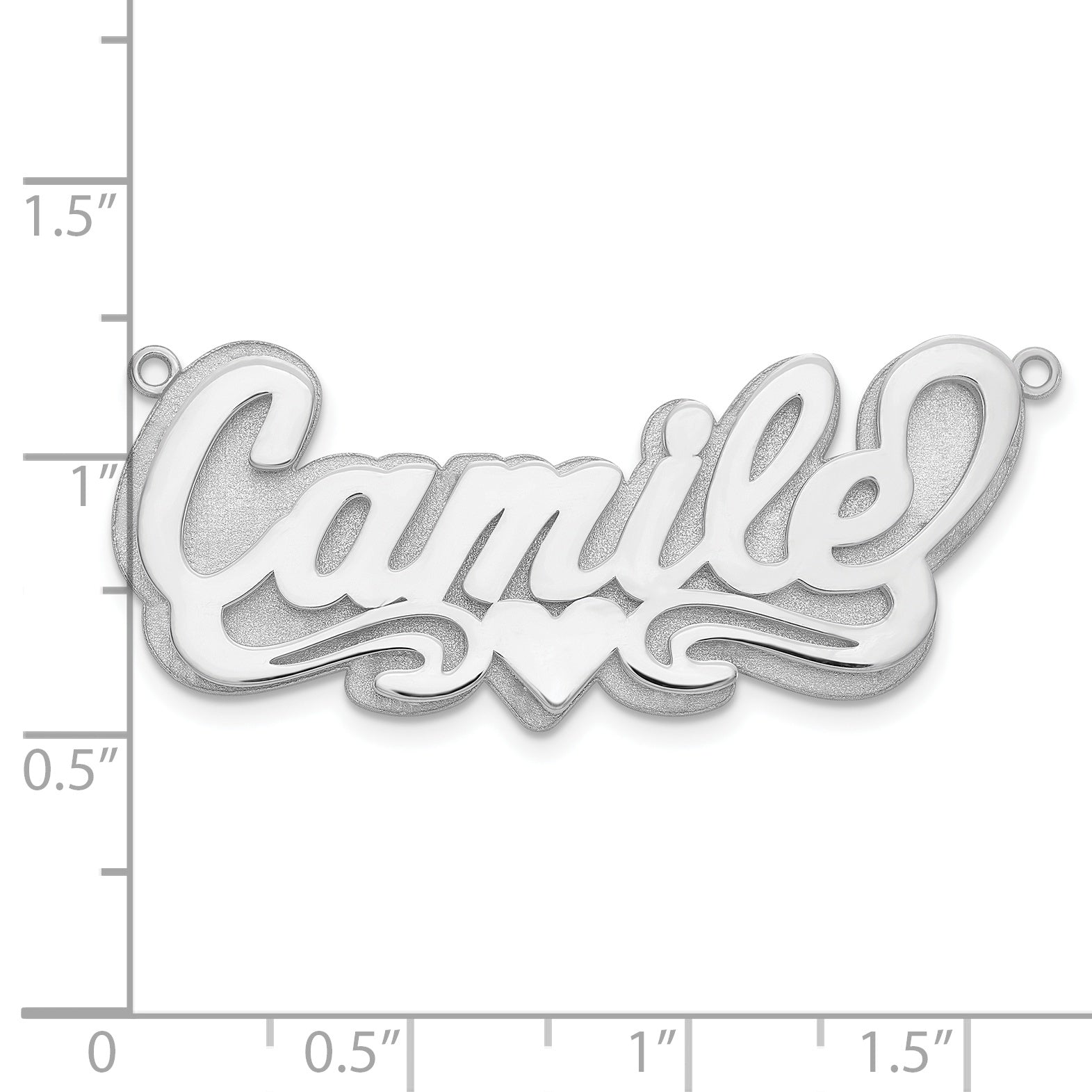 14k White Gold 3D Polished Heart Name Plate